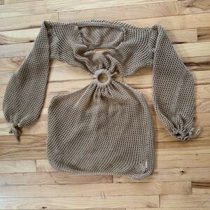 Elegant Tan Knit Women Sweater ladies size xs
